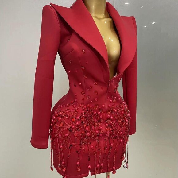 Women's Red and Pink Dress - Picture 2 of 4